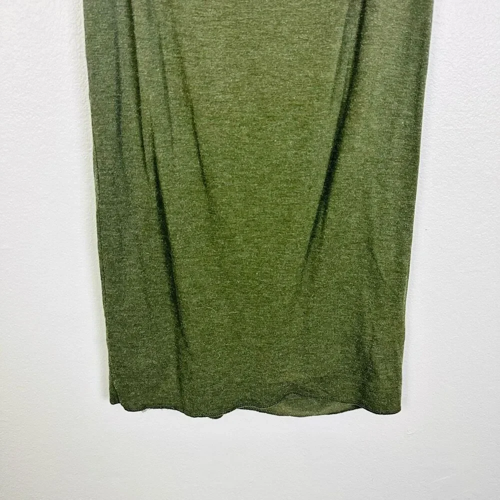 Ann Taylor Dark Green Ruched Long Knit Dress Skirt Size 8